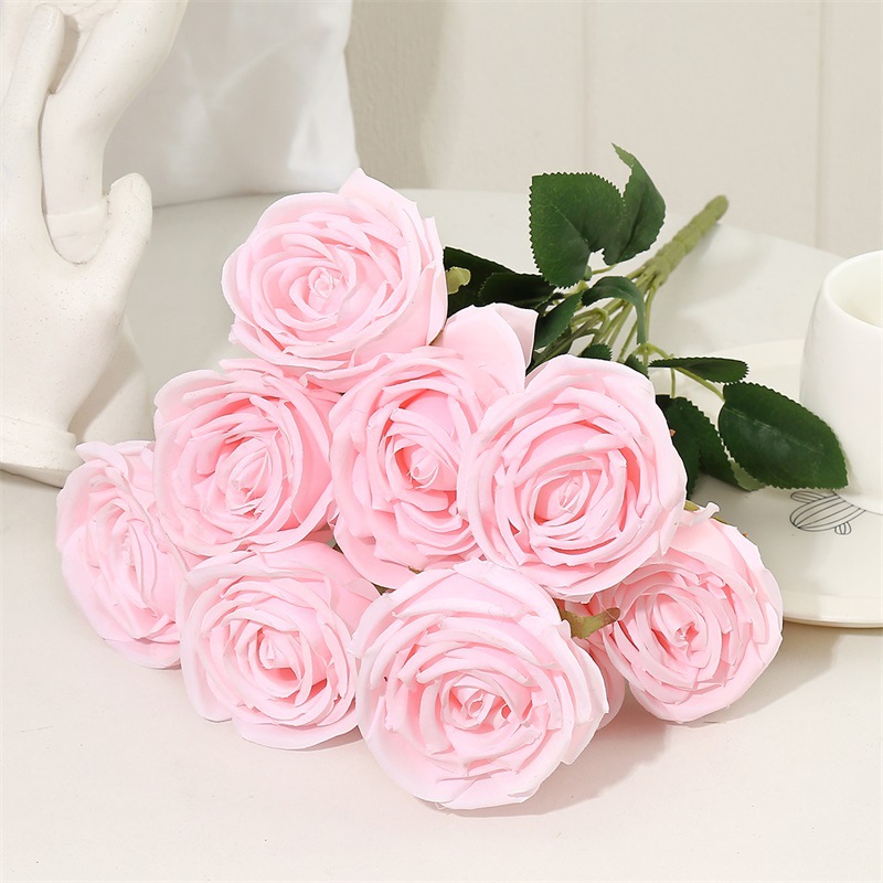 Multi-cabeza rosa artificial falso ramo flor pared de seda floral decoración de la boda manejar rojo naranja diez cabeza nueve cabeza
