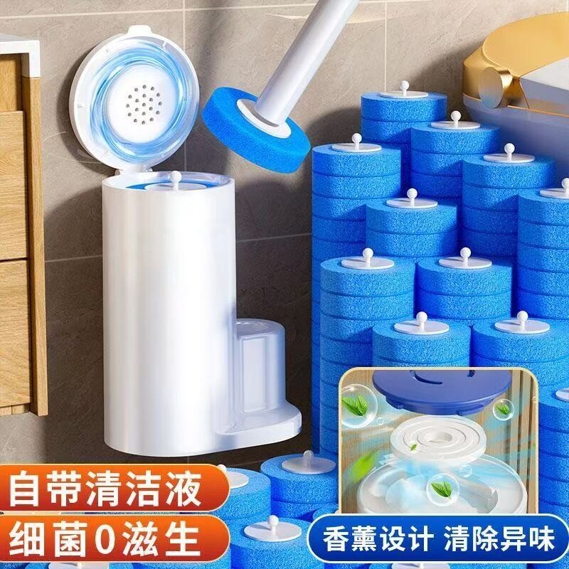 Disposable Toilet Brush for Home Use, No Dead Corners, Toilet Brush with Replacement Head Set, Wall-Mounted Bathroom Cleaning Tool