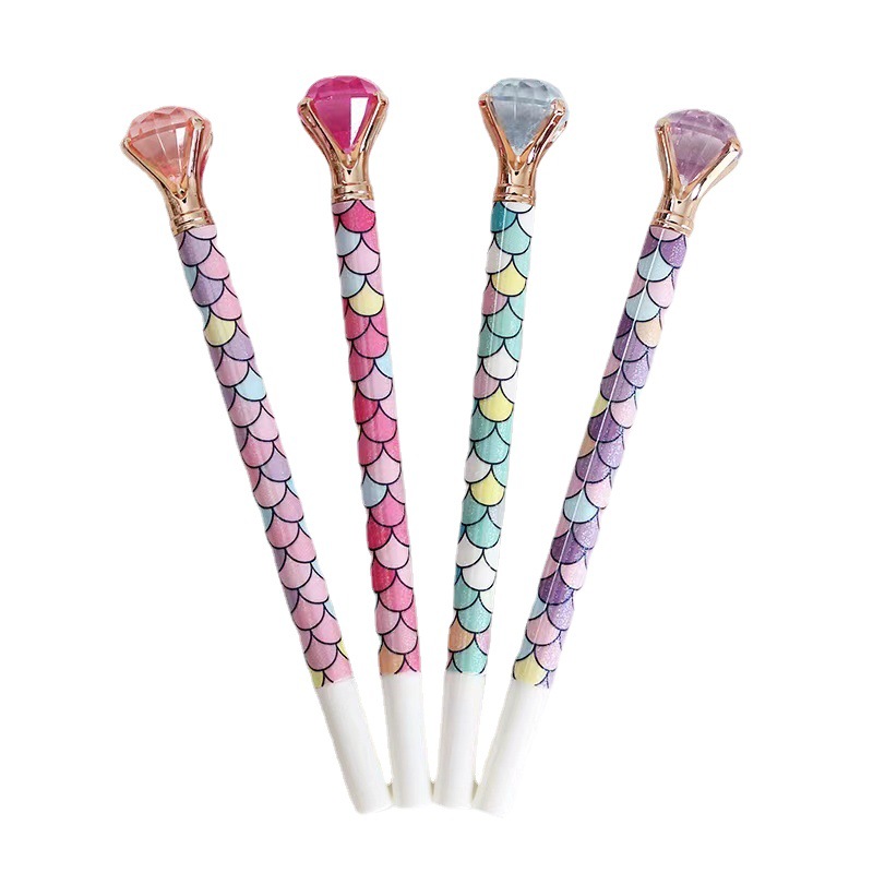 Pluma creativa del agua de la impresión del diamante al por mayor transfronteriza en la acción pluma grande linda del gel del negro 0,5mm del fishtail del diamante