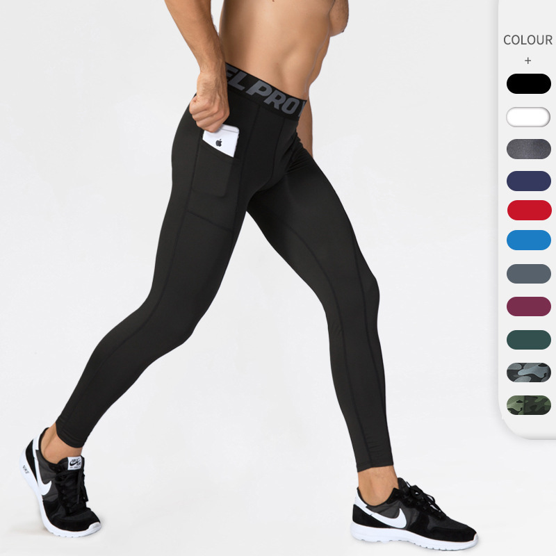 Men's Fitness Pants with Pocket PRO Running Training Sports Stretch Sweat Quick Dry Tight Pants 1080