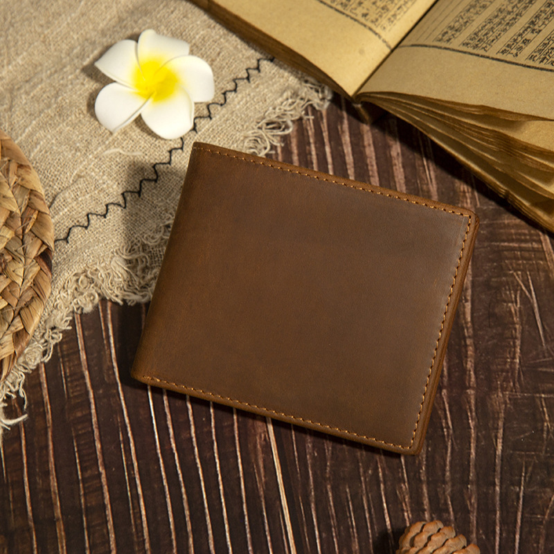 Rfid Dollar Clip Crazy Horse Leather Men's Wallet Horizontal Card Bag Genuine Leather Wallet First Layer Cowhide Men's Bag Factory Batch Rfid Dollar Clip Crazy Horse Leather Men's Wallet Horizontal Card Bag Genuine Leather Wallet First Layer Cowhide Men's Bag Factory Batch