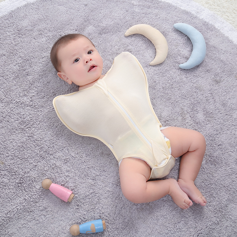 Summer Bamboo Fiber Baby Anti-jump Sleeping Bagborn Leaky Leg Jumpsuit Surrender Style Baby Swaddle