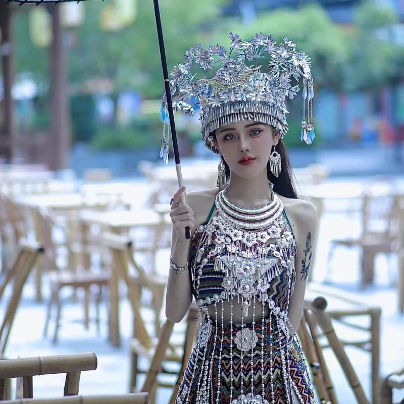 苗族服装女超仙小个子爆款民族风写真拍照旅游跳舞民族服饰女孩|undefined