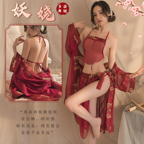 Fan Lei sexy lingerie ladies sexy classical bridal uniform pajamas see-through bellyband Hanfu pajamas set wholesale