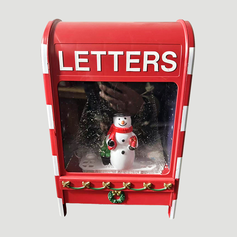 크리스마스 우편함 (눈사람) 빨간색 바탕에 흰색 글씨