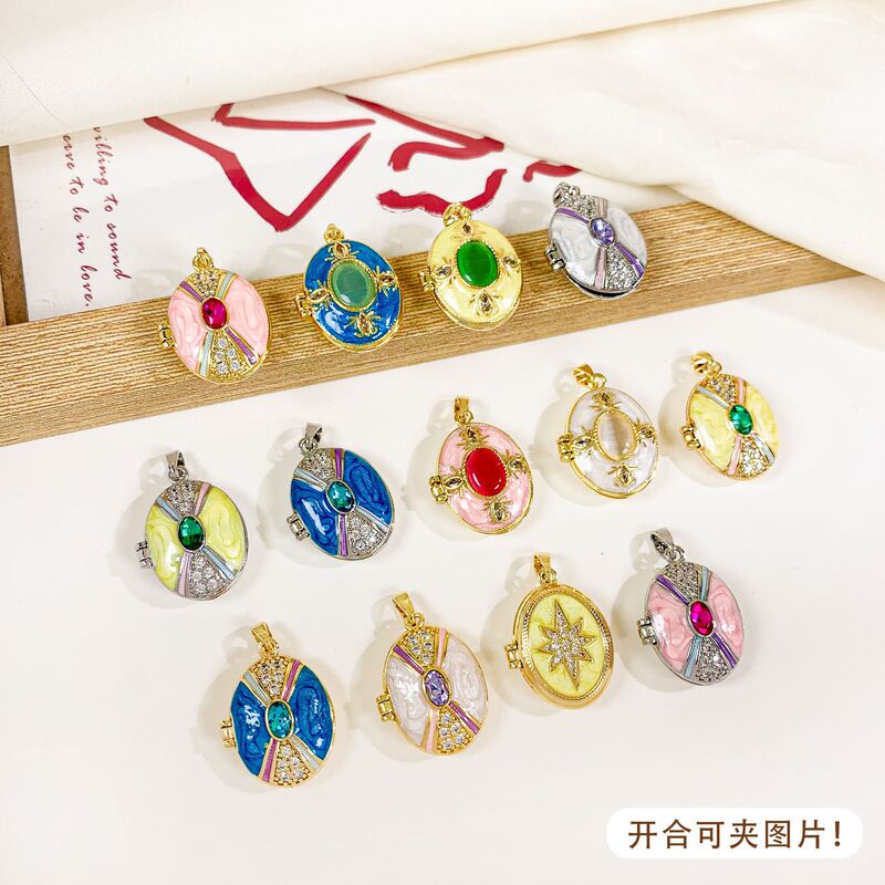 ペンダントレトロオーバルフォトボックスネックレスペンダント女性ニッチライト高級ハイエンド非退色 diy ジュエリーアクセサリー|undefined