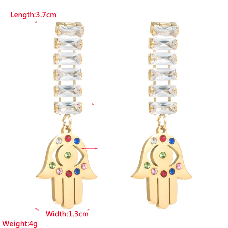 Fashion Geometric Titanium Steel Drop Earrings Plating Zircon Stainless Steel Earrings