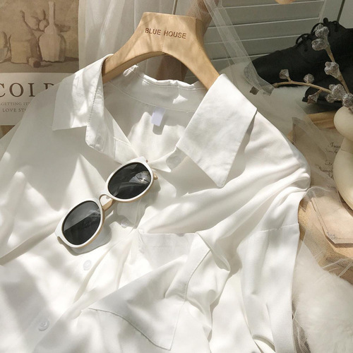 Design drooping long-sleeved clean shirt for women in autumn loose casual design niche versatile shirt layered top