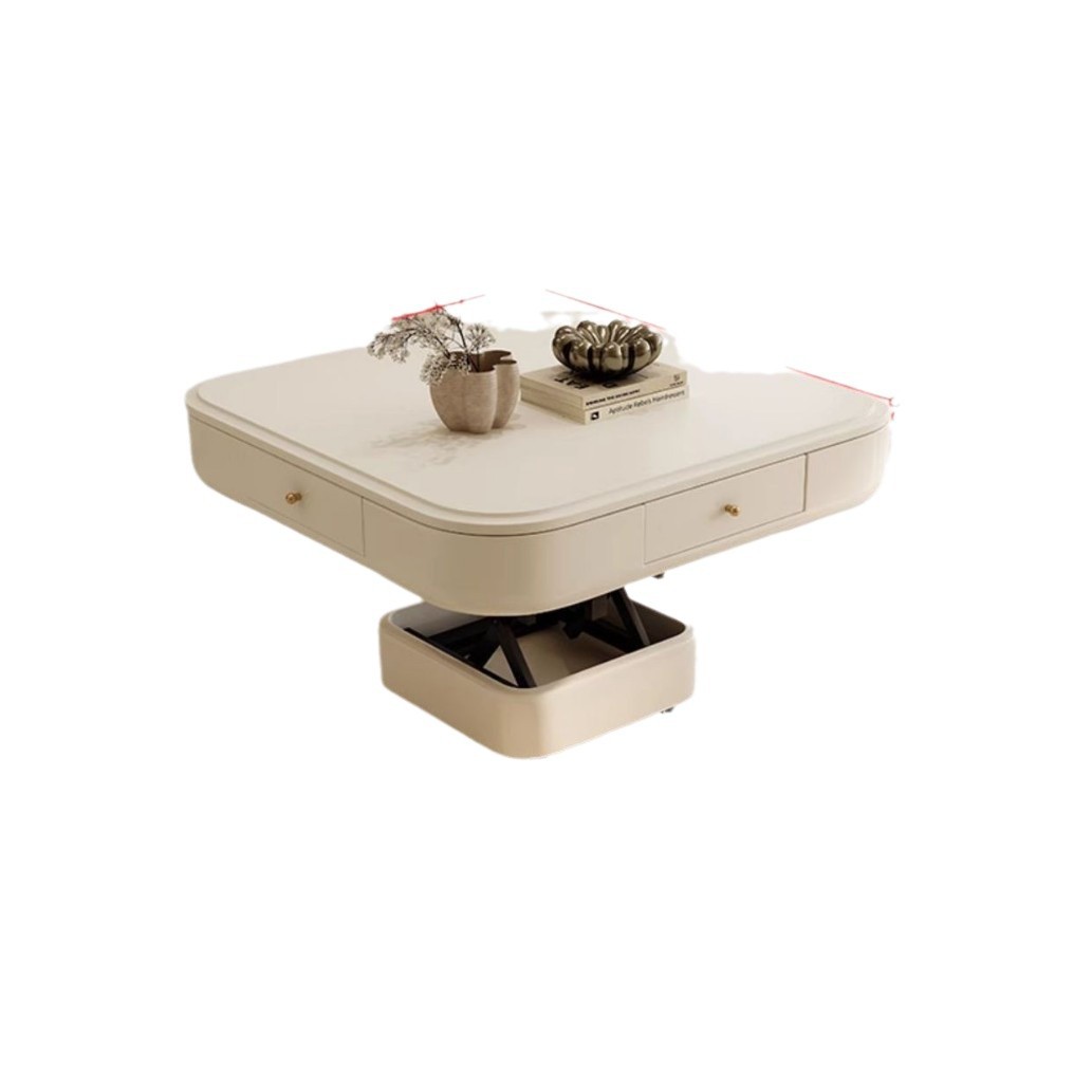 Mesa de mahjong completamente automática, mesa de centro elevadora eléctrica, mesa de comedor, sala de estar doméstica de doble uso, apartamento pequeño con taburete, nuevo fuego