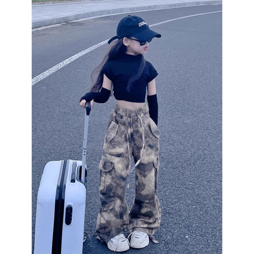 Children's Fashion Camouflage Pants Spring and Autumn  New Style Trendy Girls' Autumn Outfit Work and Casual Pants Big Kids Long Pants