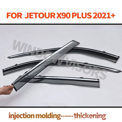 Rain shield Plus Overseas Version Window - jetour-x90-plus-mk2-2021-overseas-version-pc-3d-stainless-steel-bright-strip-window-rain-shield
