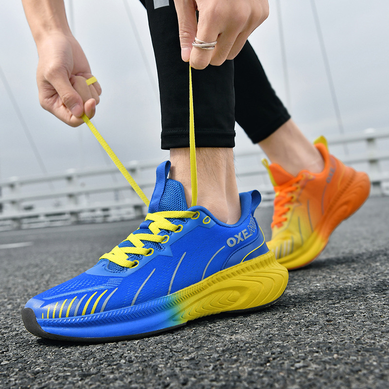 Cross-Border New 2025 New Model Fly-Knit Mesh Breathable CushiNewing MarathNew New Shoes, Men's Sports Shoes_vogvips.com