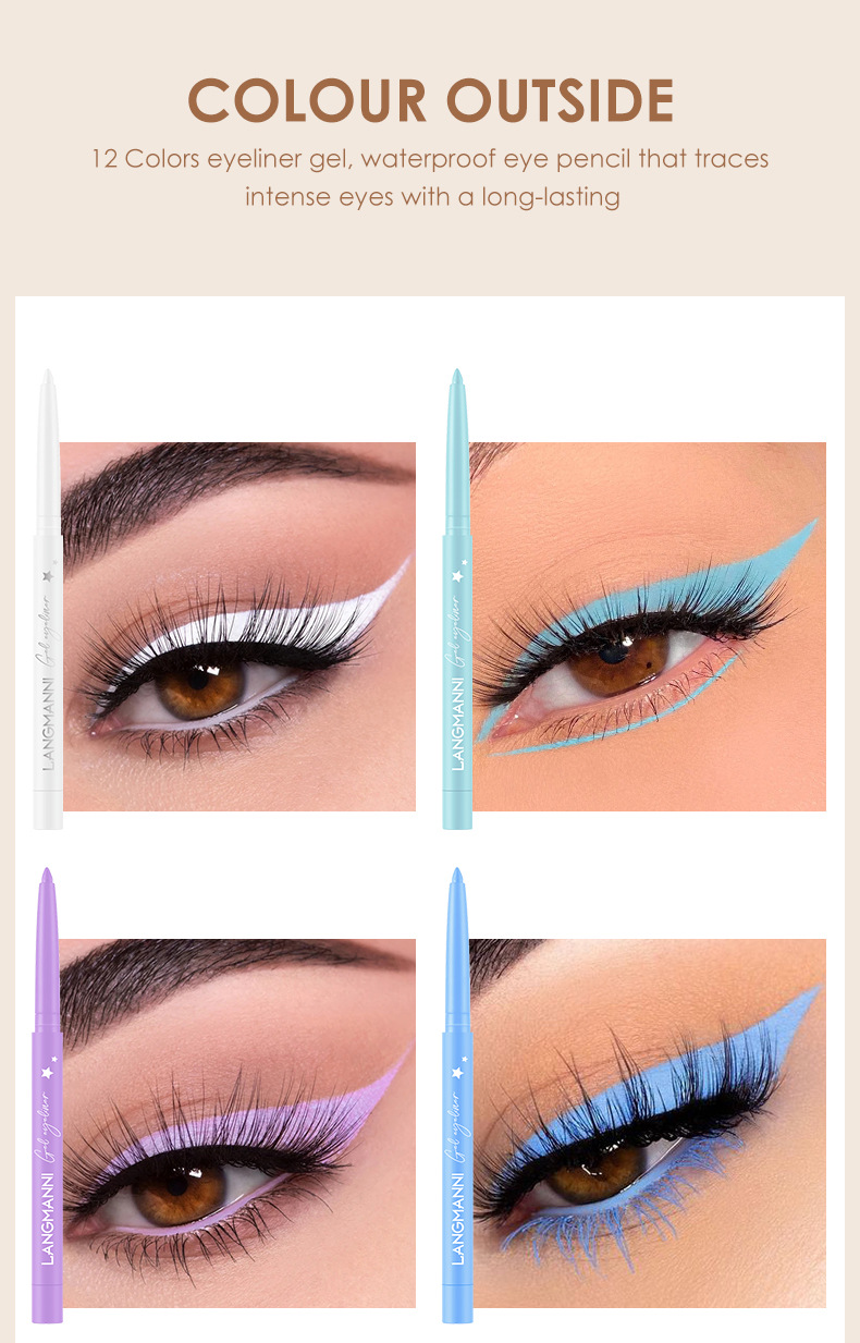The Langmanni 12-color eyeliner set is not prone to smudging. It is a matte colored eyeliner set undefined