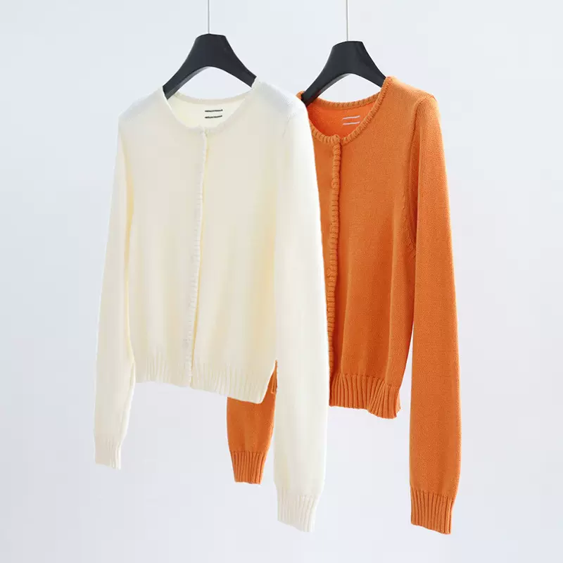 经典款纯色毛衣外套女2025秋冬新款简约单排扣修身短款针织开衫