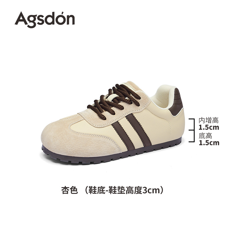 Zapatos de entrenamiento alemán de fondo grueso de Augu Shi Deng 2025 otoño nuevos zapatos casuales clásicos delgados zapatos blancos de moda