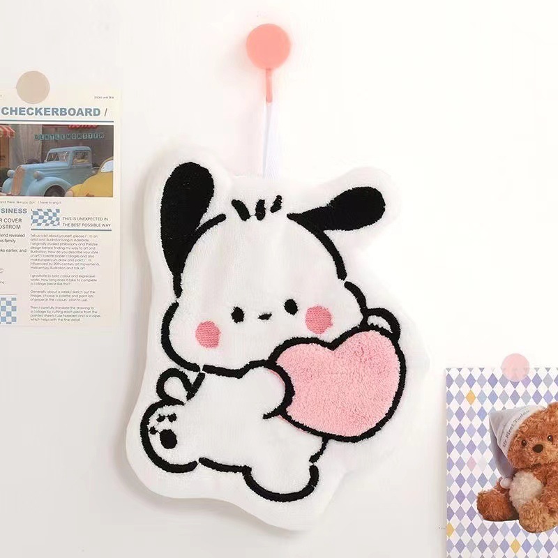 かわいい漫画のコーラルベルベットハンドタオルハンギングキッチン家庭用タオル吸水性、速乾性、糸くずの出ない厚みのある雑巾|undefined
