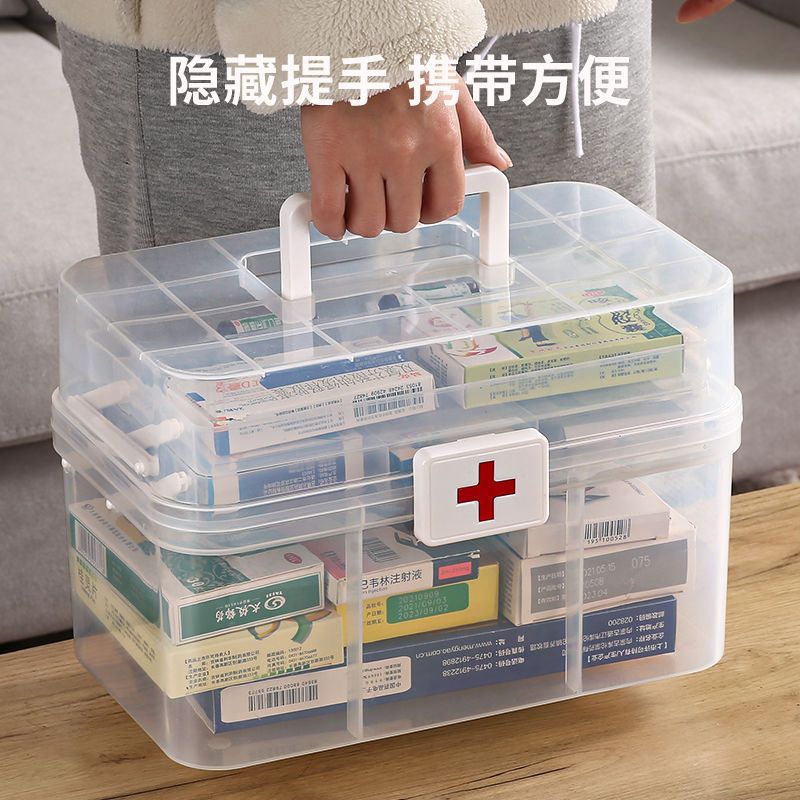 家用药箱透明药箱医药箱家用多层箱大容量医护医疗药物药品收纳箱|ms