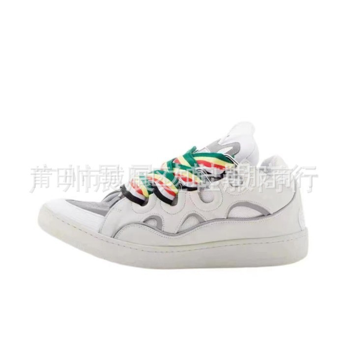 Putian Langfan hombres y mujeres costura de cuero con cordones CURB zapatos casuales deportivos zapatillas de deporte retro zapatos de papá nuevos transfronterizos