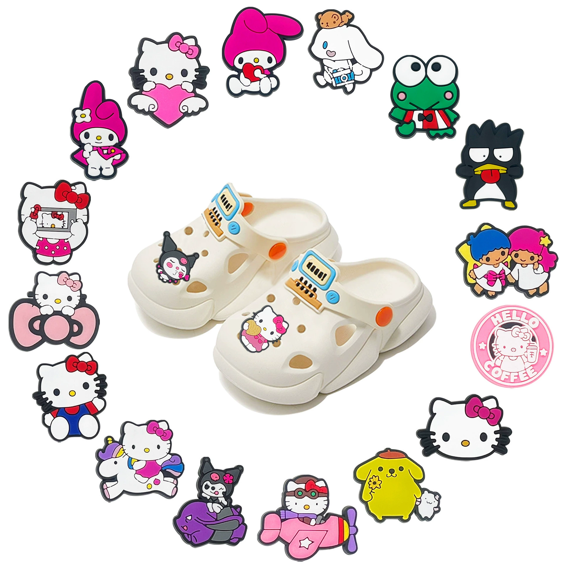 Новая обувь Sanrio с цветочным отверстием, аксессуары для обуви «сделай сам», мягкая резиновая пряжка для обуви из ПВХ, пряжка для обуви принцессы персикового цвета, аксессуары для обуви с отверстием
