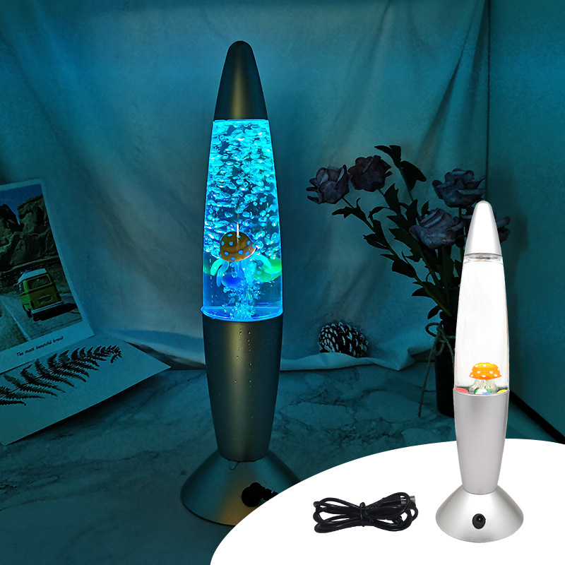 2024新款 LED气泡水母鱼缸灯七彩变色氛围灯家居创意装饰灯电池盒