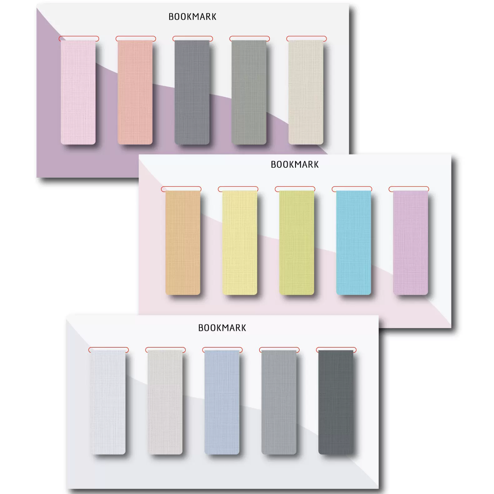 磁性书签厂家 亚马逊热卖特种纸压纹挂卡书签套装 纯色莫兰迪色系