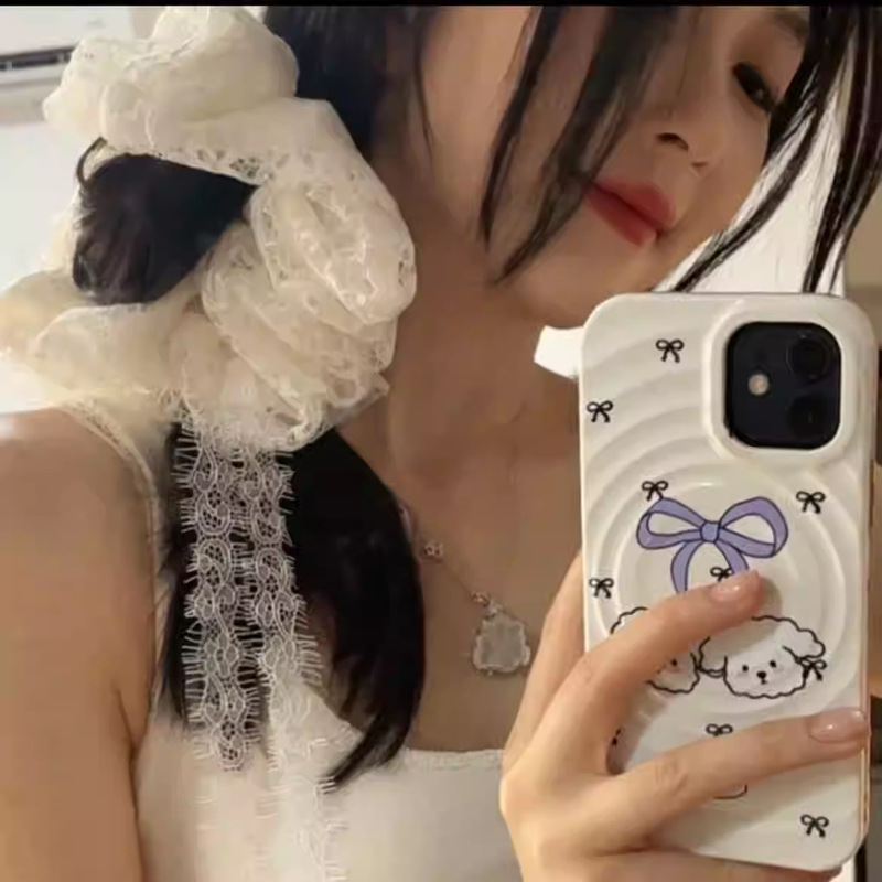 Tianzongと同じスタイルの純白のリリス特大ヘアバンド二層メッシュデザイン大腸ラウンドハイエンドヘアアクセサリー|undefined