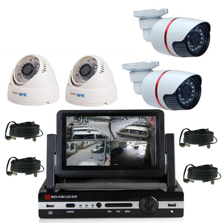 1.0 Sistema MP CCTV AHD Real Hybird DVR 4CH 720P AHD Kit de monitoreo