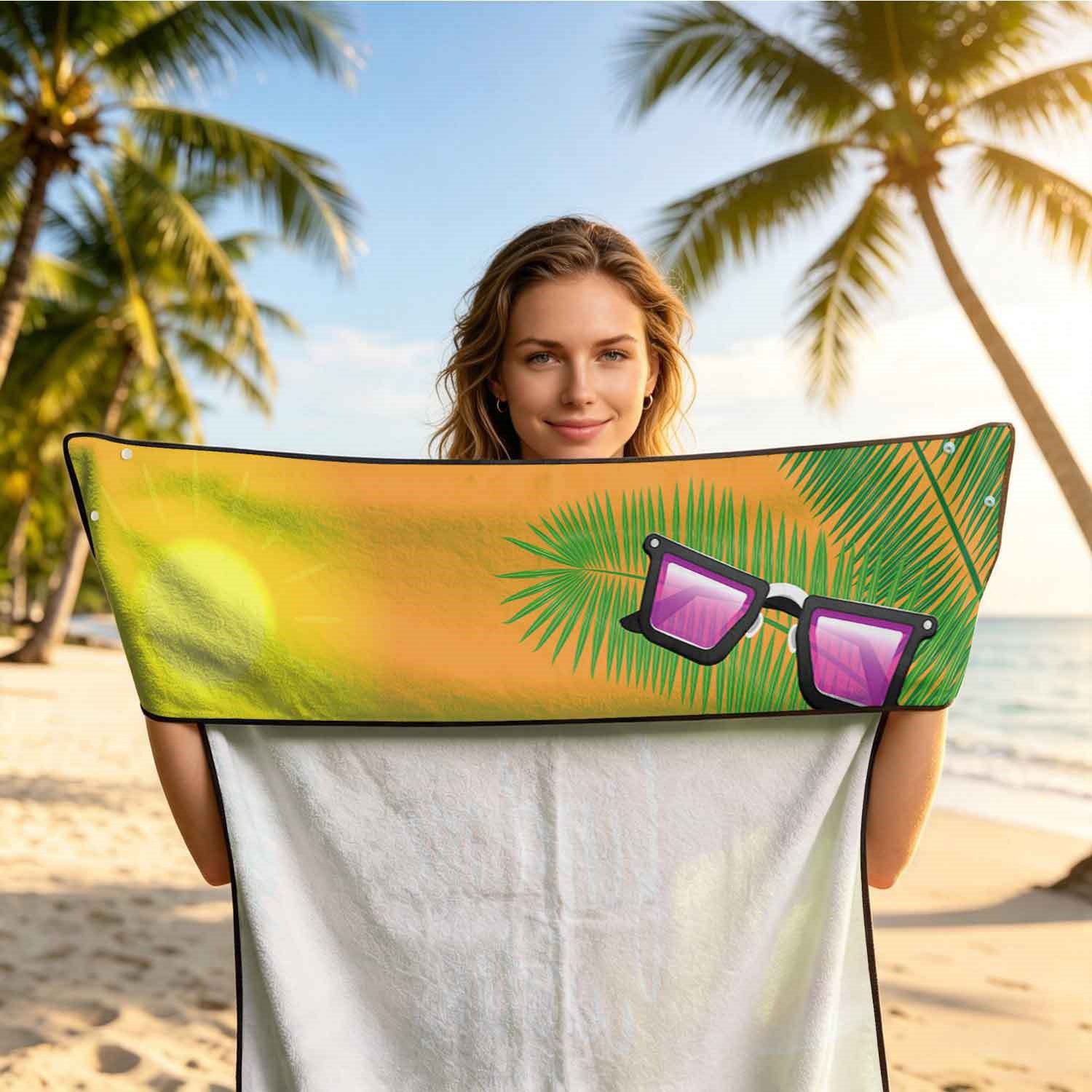 Summer bath towel and car seat cover 2-in-1, ultra-fine fiber outdoor beach and car dual-use universal seat cushion