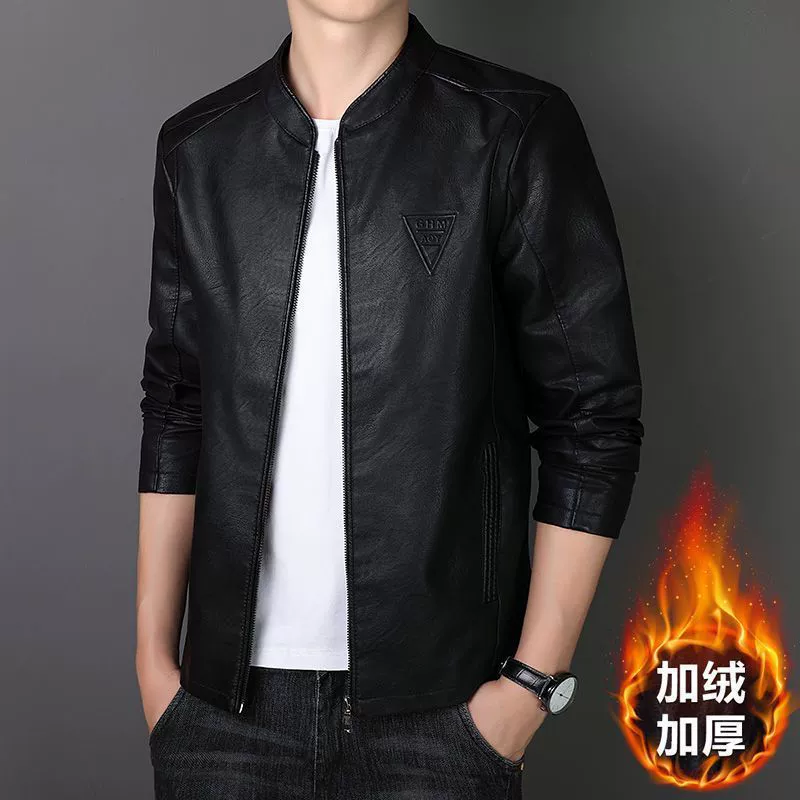 Трансграничная оптовая кожаная одежда PU 2025 новая кожаная одежда мужская кожа среднего возраста бизнес-отдых весной и осенью