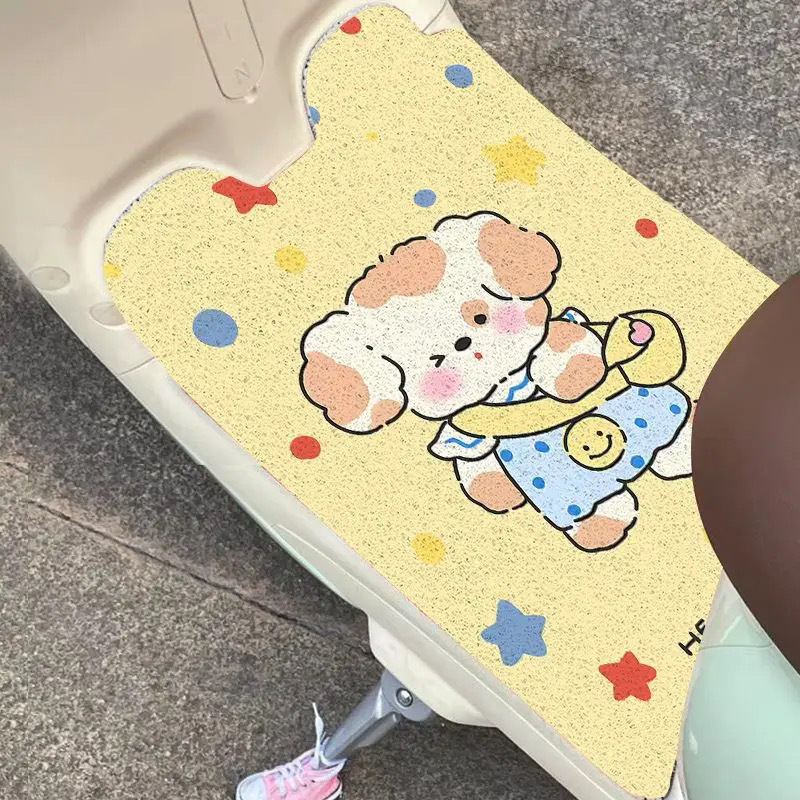 Electric Vehicle Pedal Mat, Universal Model Wire Ring Foot Mat, Freely Cutable Anti-Slip Mat, Cartoon Cute Pedal Mat