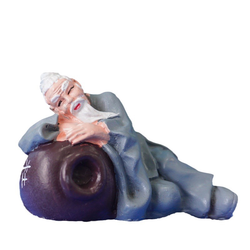 Nuevo tanque de método antiguo, paisaje de agua y tierra, piscicultura, musgo, adornos de figuras, micro paisaje, macetas de carne, accesorios de paisajismo, borracho