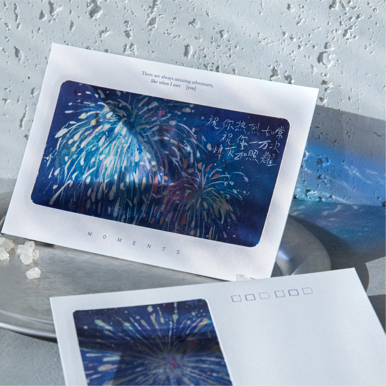 Tarjetas de felicitación de tinta y sobre de tinta