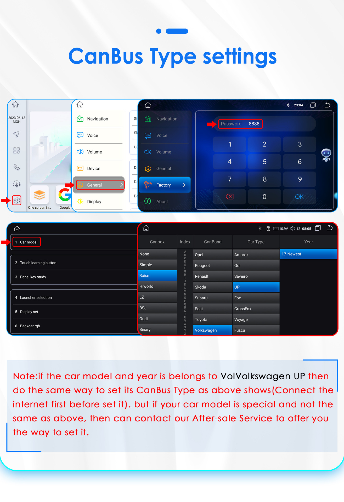 Suitable for 17-23 Models of Volkswagen Up, Android Large-Screen Navigation Gps, Bluetooth Reversing Camera, Carplay Manual Version