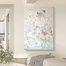 奶油风花卉肌理挂画客厅高级感轻奢壁画玄关抽象艺术蝴蝶兰装饰画