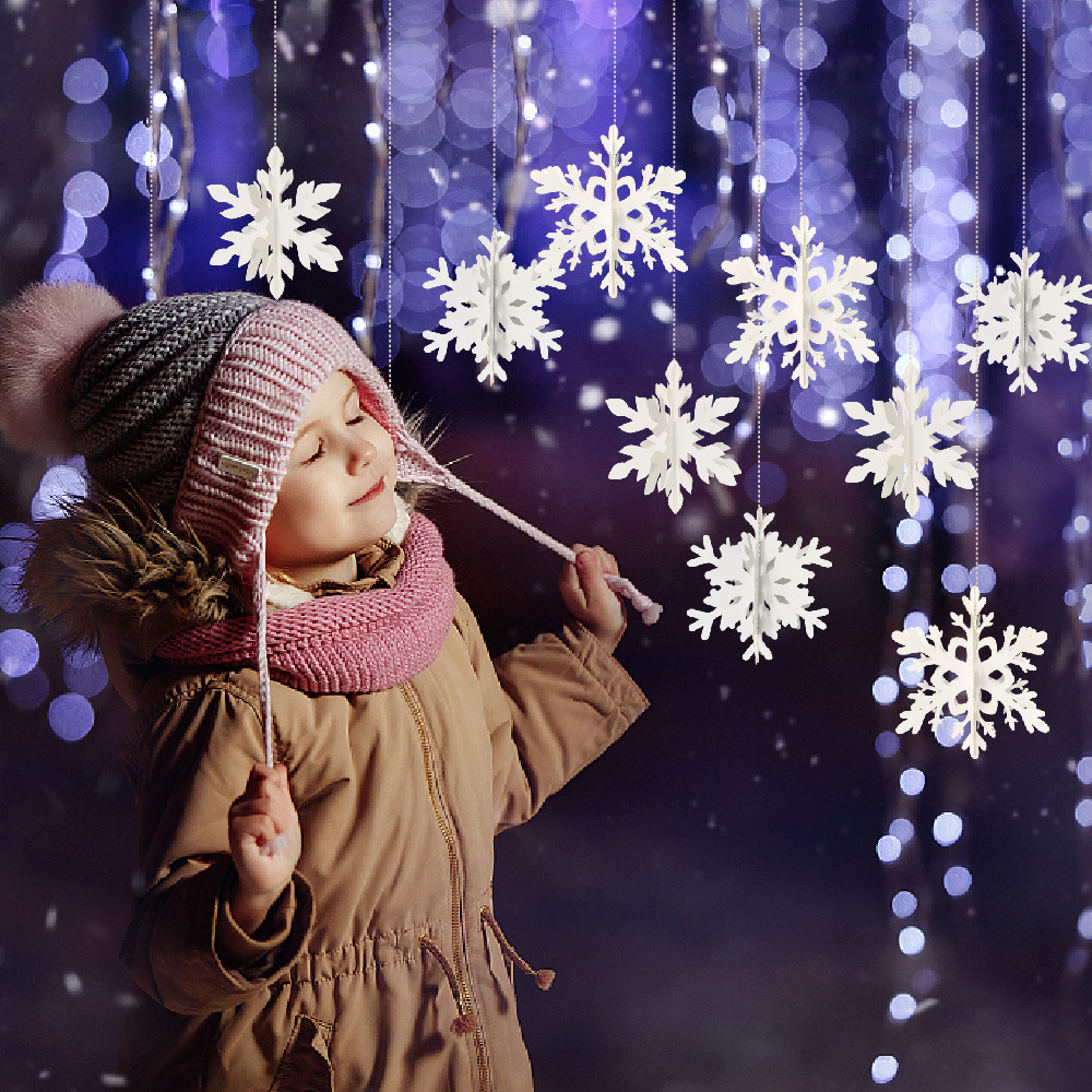 Amazon decoración de Navidad 3D tridimensional copo de nieve colgante árbol de Navidad decoración copo de nieve colgante