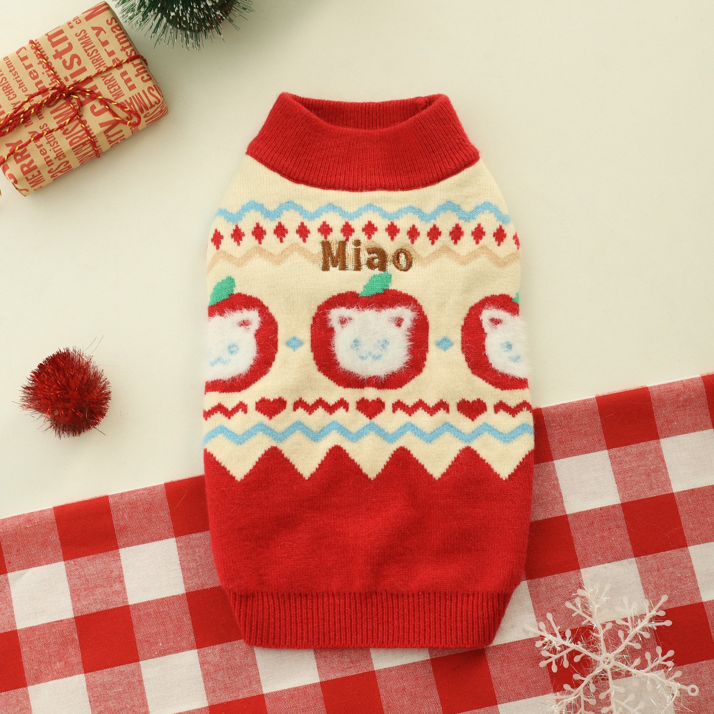 Miao Xiaoyuan gato ropa de Navidad suéter de perro ropa de invierno gruesa perros pequeños para evitar la pérdida de cabello de invierno grueso gato alemán
