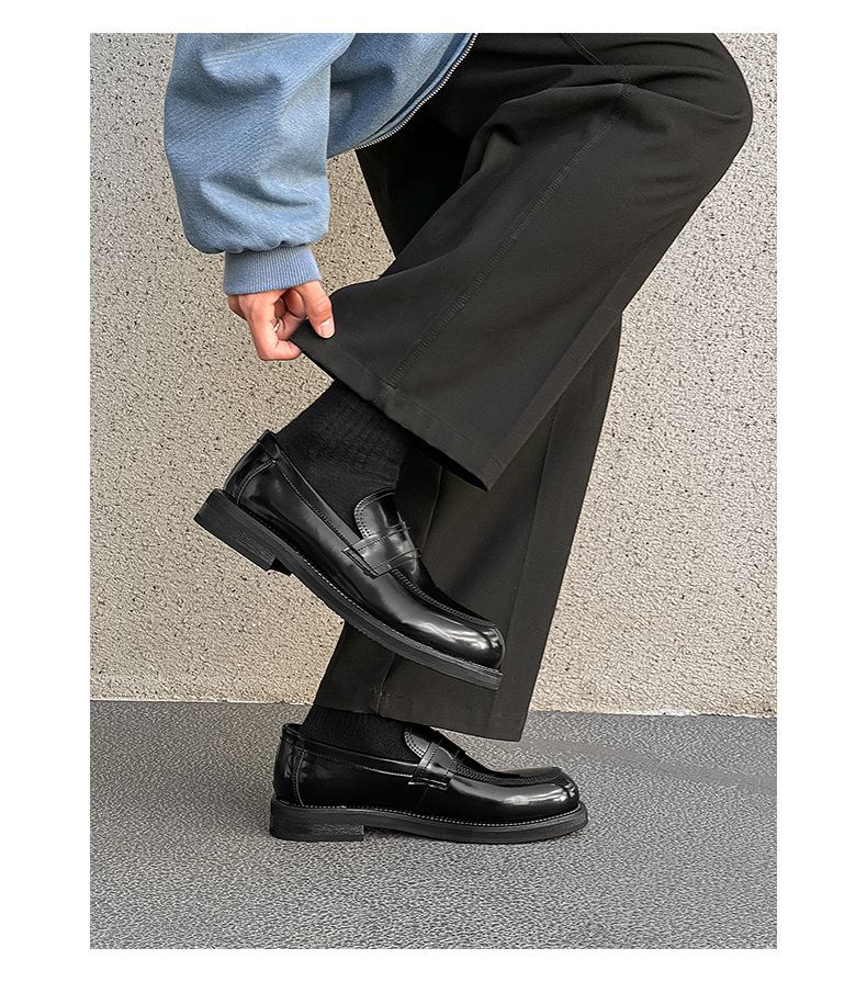 Mocassini casual da uomo ShoeVault in pelle con suola spessa, stile britannico alla moda, slip-on con rialzo, adatti per il lavoro e l'ufficio_voghion.com