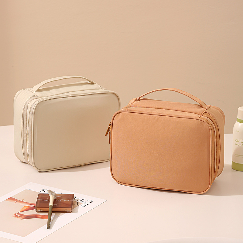 Nuevo Oxford tela de doble capa portátil japonés estilo coreano bolsas de lavado de gran capacidad bolsa de almacenamiento de cosméticos a prueba de salpicaduras