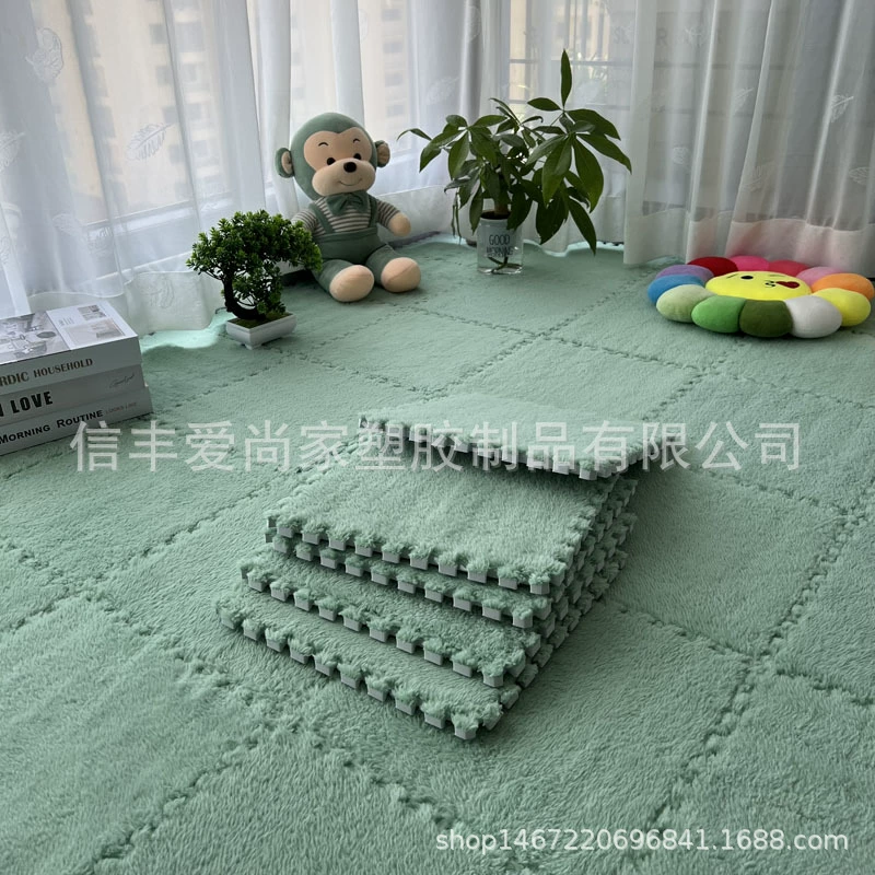 Плюшевые клетчатые пенопластовые плитки для пола 30x30x0.6 см для спальни/гостиной, противоскользящие, легкий уход