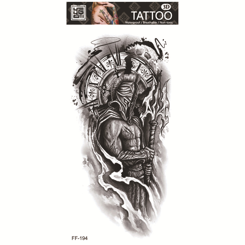 Yuanhua fábrica de pegatinas de tatuaje a prueba de agua en stock al por mayor cabeza de Lobo tótem texto árabe tatuaje pegatinas suministro transfronterizo