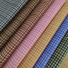 千鸟格纹pvc印花人造革0.7厚度箱包手袋毛衣服饰网格加工皮革面料