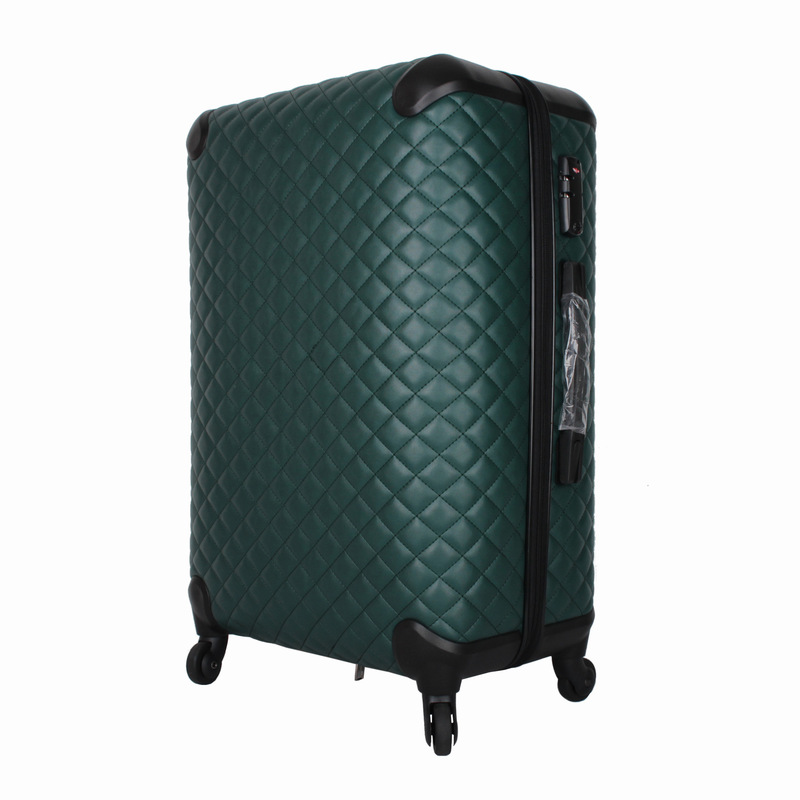 Factory wholesale Green PU soft plaid medium 26 inch travel student boarding business suitcase