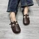 And Park's 2025 Spring/Summer New Genuine Leather Mary Jane Flat Casual Single Shoes Round Head Soft Bottom Belt Buckle Women's Shoes
