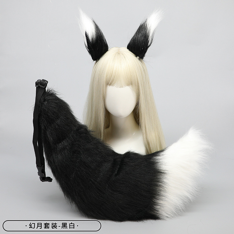 Set de accesorios de orejas y cola de animal de peluche para envío directo: orejas de zorro, orejas de lobo, pinza para el pelo, cola de lobo, cola de zorro, accesorios para la cabeza, hecho a mano