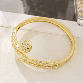 欧美小众设计铜镀真金锆石蛇形手镯高级感原创蛇形镶钻手环手饰