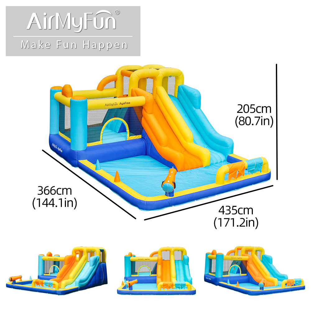 AMF | Tobogán de agua inflable para niños, castillo inflable para uso doméstico, piscina de olas, tobogán de agua pequeño para interiores, castillo inflable