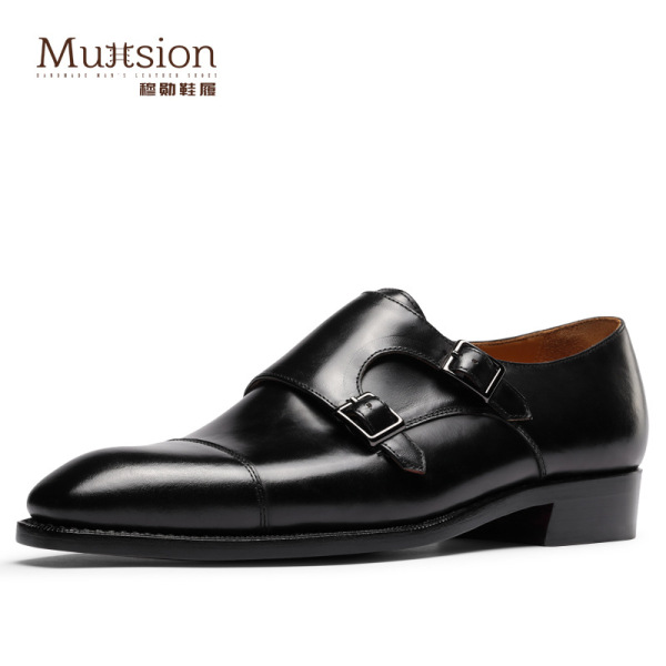 T018 [one-piece delivery] Mengke shoes men's handmade Goodyear leather shoes business formal wear Buckle Monk men's shoes