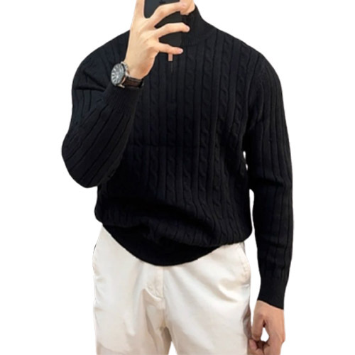 Explosiones transfronterizas de tamaño europeo medio cremallera jersey de hilado suéter hombre viejo viento de negocios otoño invierno fábrica al por mayor