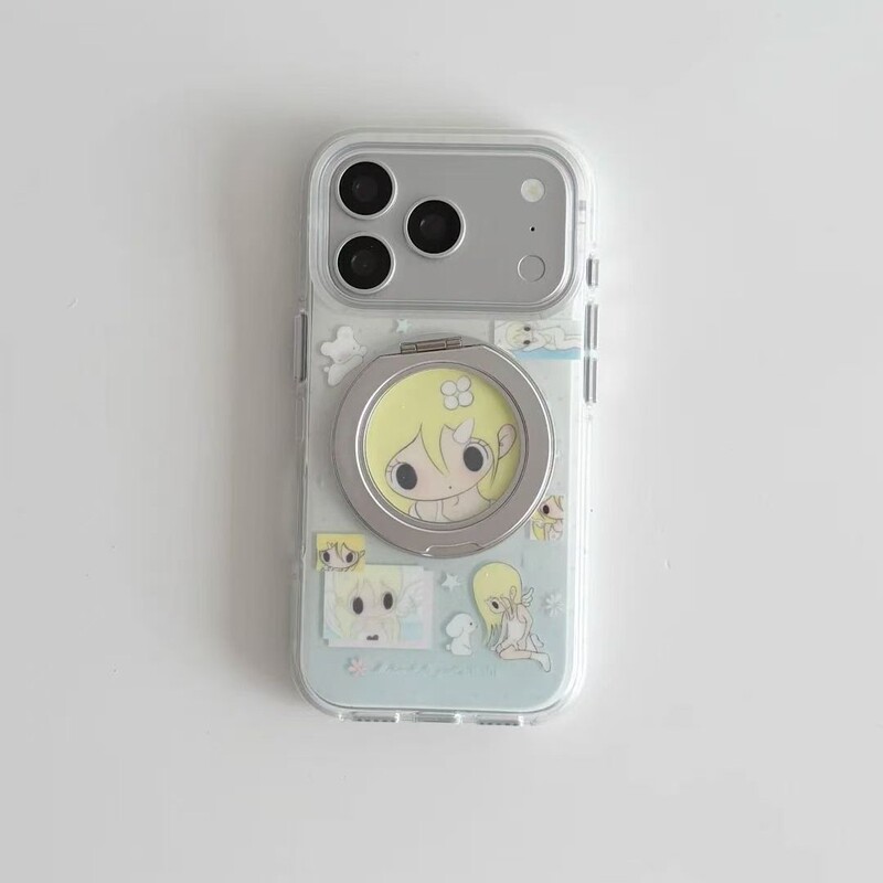 360 Rotating Metal Stand Suitable for iPhone 17 Pro Max Phone Case New Model 16/15 Cute Yellow-Haired Girl 360 Rotating Metal Stand Suitable for iPhone 17 Pro Max Phone Case New Model 16/15 Cute Yellow-Haired Girl
