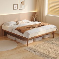 Simple and modern edge bed frame without headboard, space-saving single bed for small apartments, 1.2-meter white ash wood solid wood bed